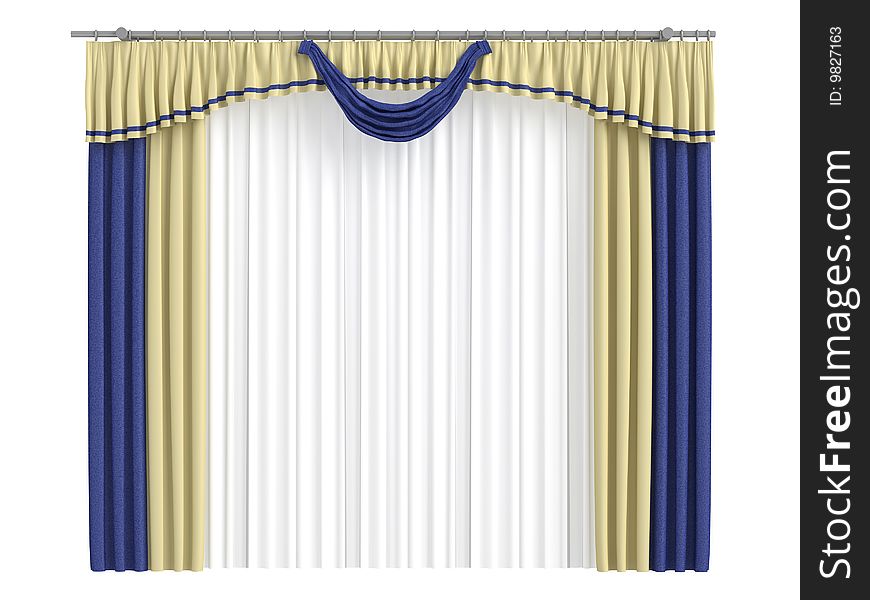 Rendered 3d isolated curtains on white background