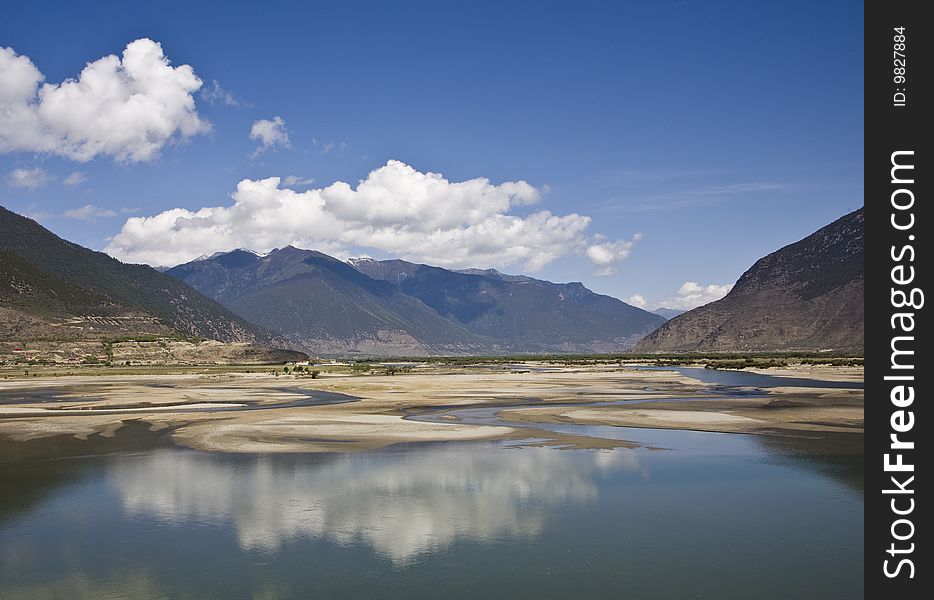 River with clouds in the west  of china