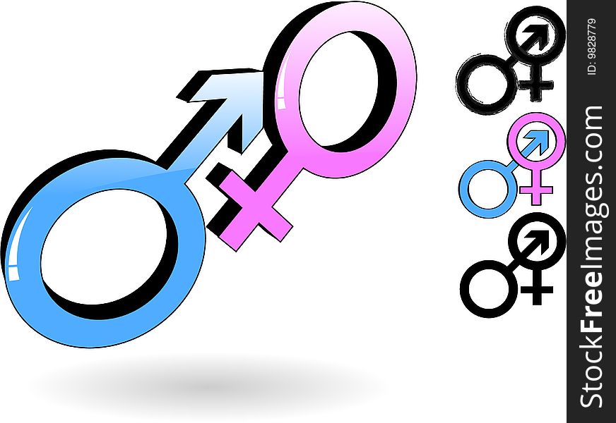 The vector male and female symbol. The vector male and female symbol