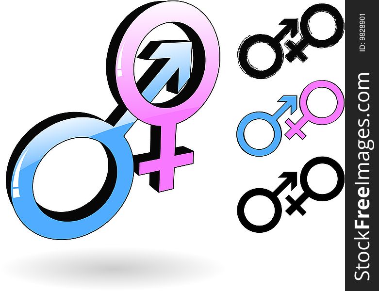 The vector male and female symbol. The vector male and female symbol