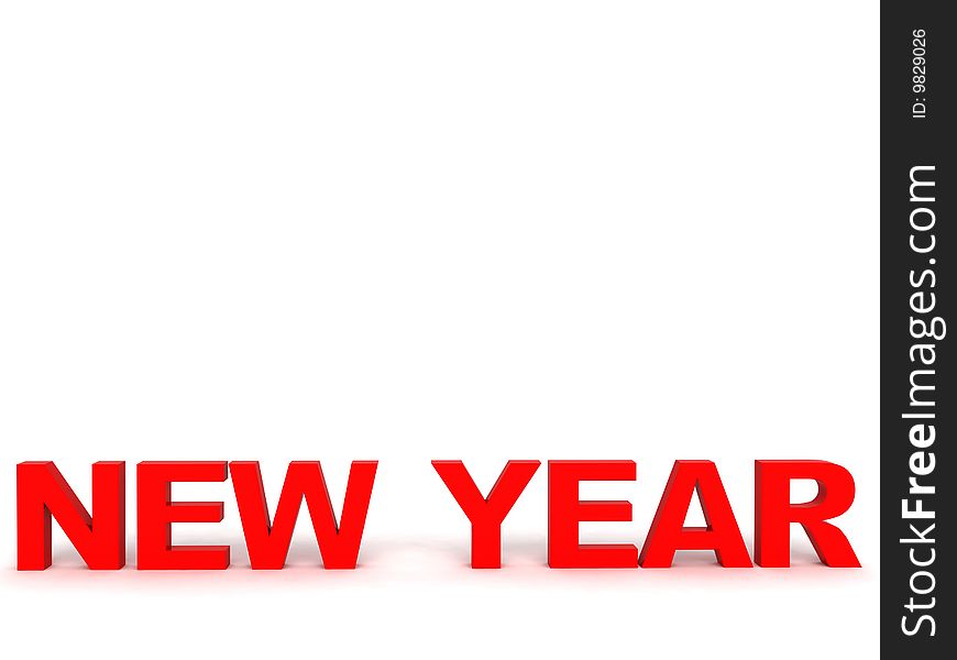 Three dimensional front view of new year text