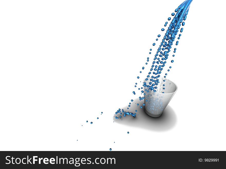 Water pouring in to a glass sitting on white back drop. Water pouring in to a glass sitting on white back drop