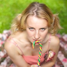 Girl With A Fruit-drop Stock Image