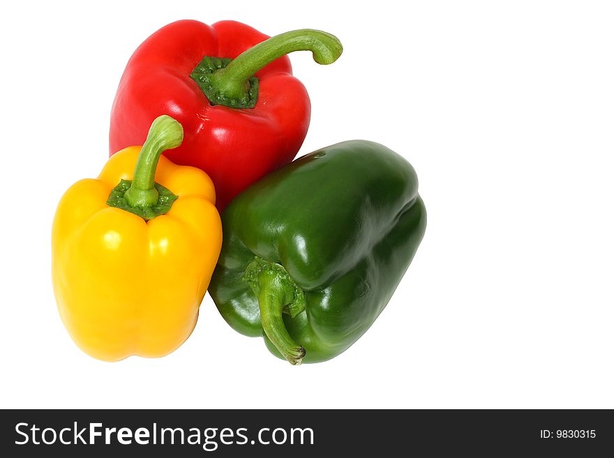 Detail of isolated peppers on the white background