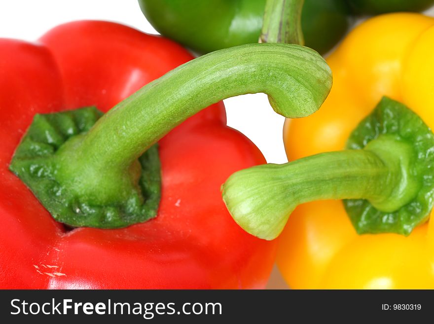 Detail of isolated peppers on the white background