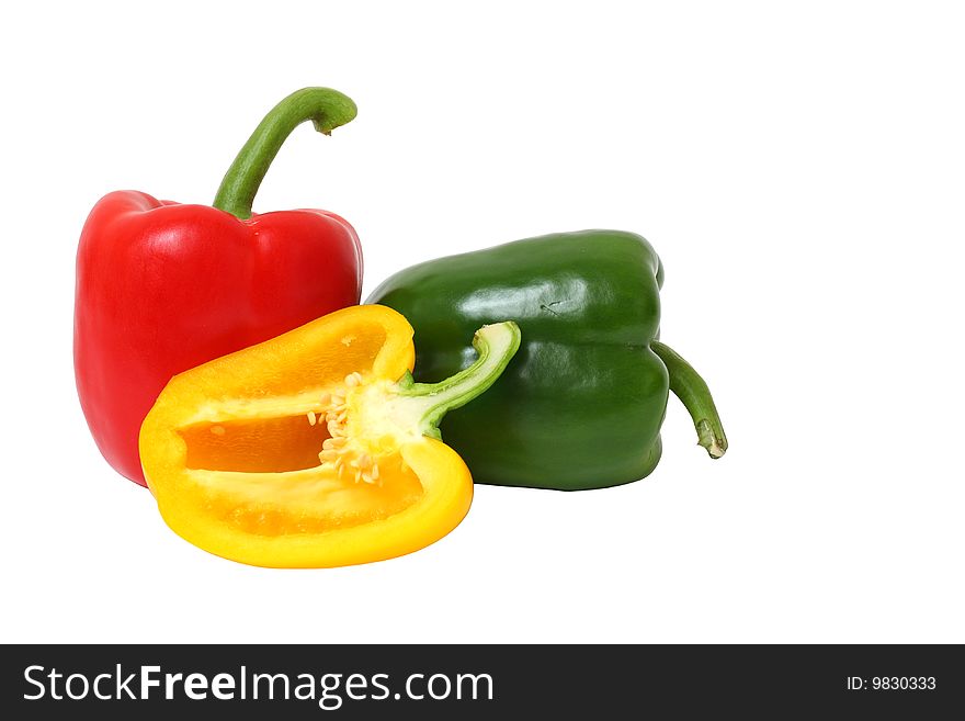 Detail of peppers isolated on the white background