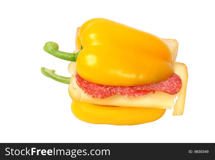 Detail of peppers isolated on the white background