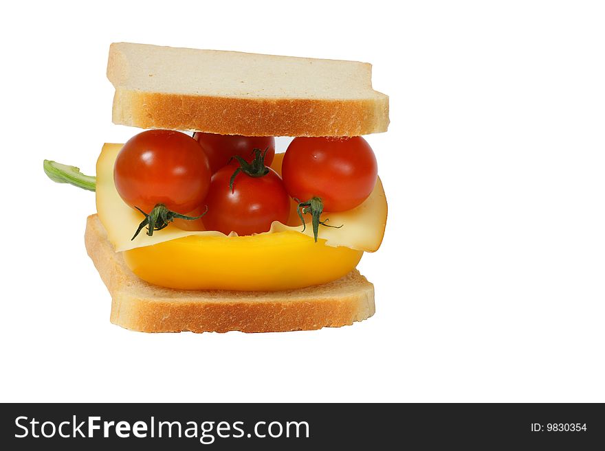 Detail of peppers in bread isolated on the white background. Detail of peppers in bread isolated on the white background