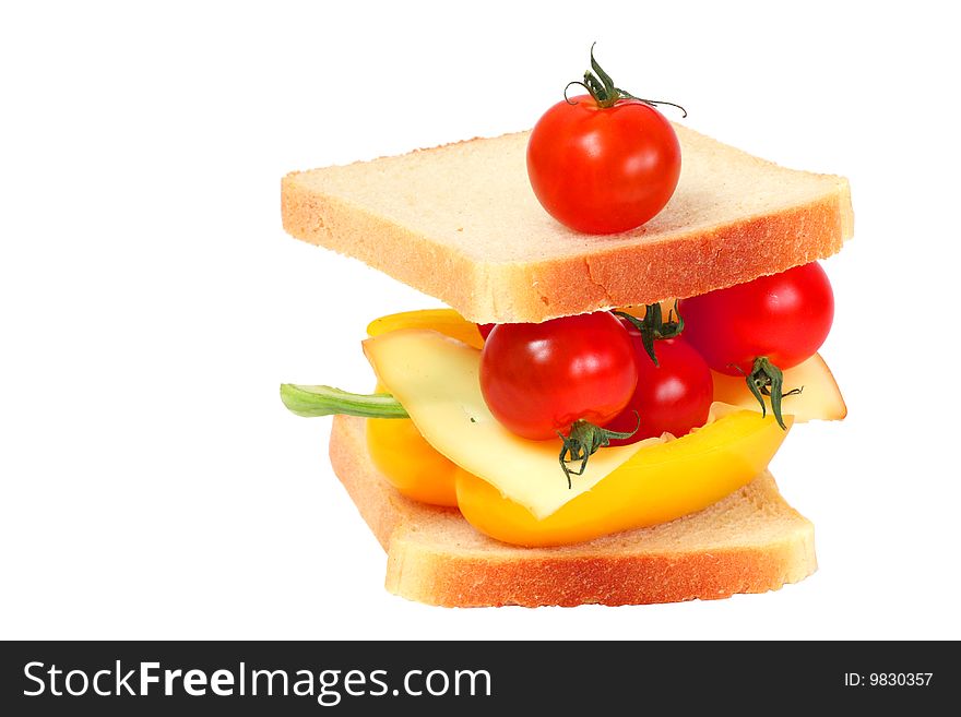 Peppers, Tomatoes And Cheese In Bread