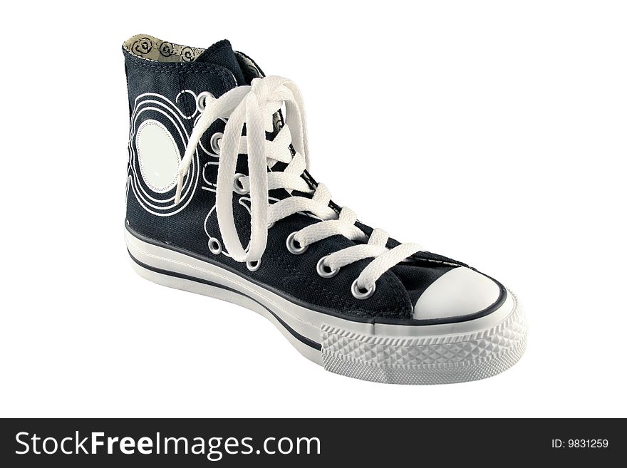 Black high top sneakers isolated on white
