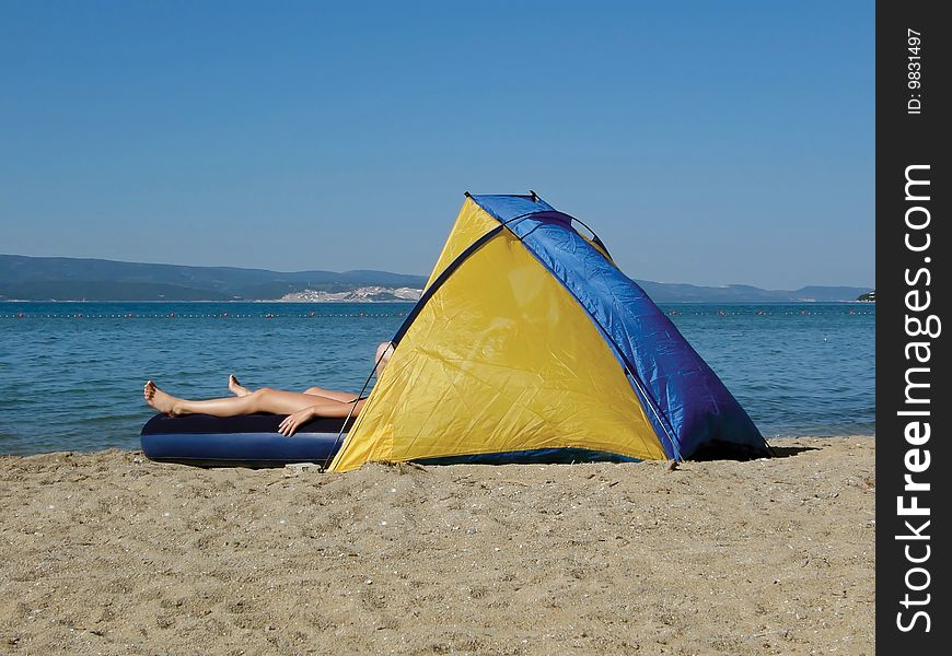 Camping on sand beach