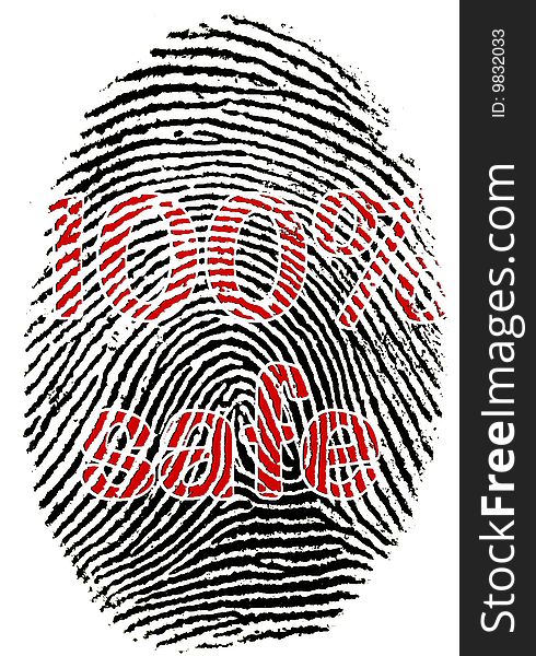 The fingerprint with the text - 100% safe. The fingerprint with the text - 100% safe