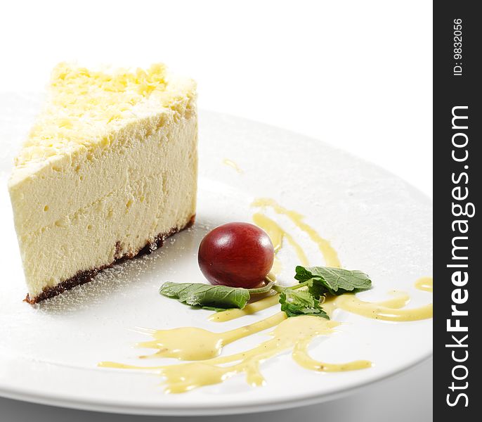 Dessert - Lemon and Chocolate Cheesecake with Grape. Dessert - Lemon and Chocolate Cheesecake with Grape