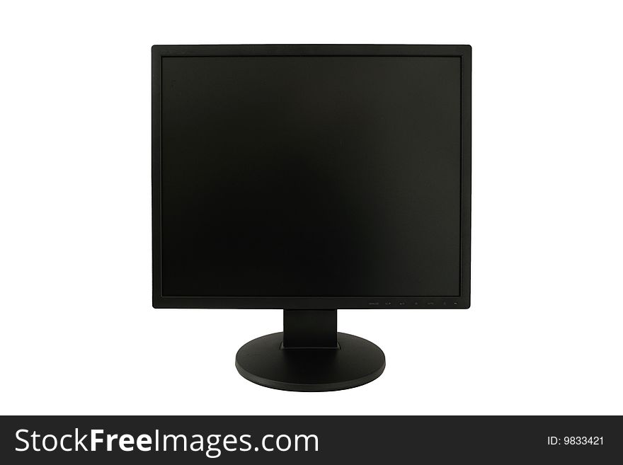 A black single LCD monitor isolated over white background