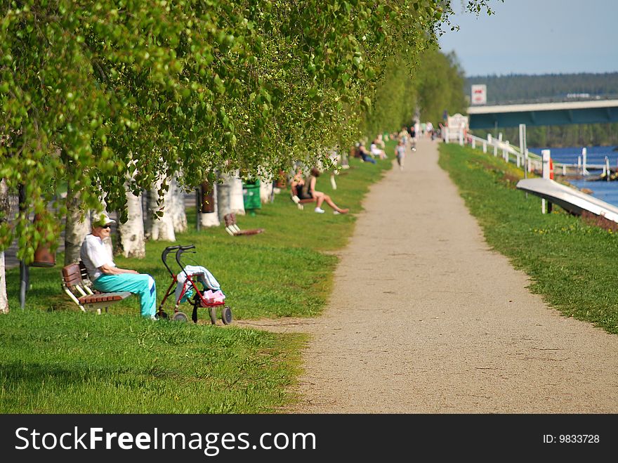 Elderly man enjoying a sunny summer day. Elderly man enjoying a sunny summer day