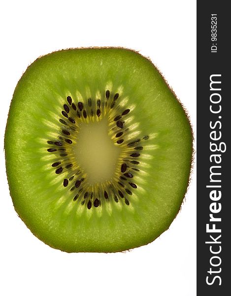 Kiwi slice on white background