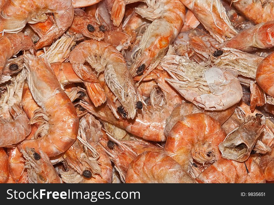 Buying frozen shrimps in  supermarket