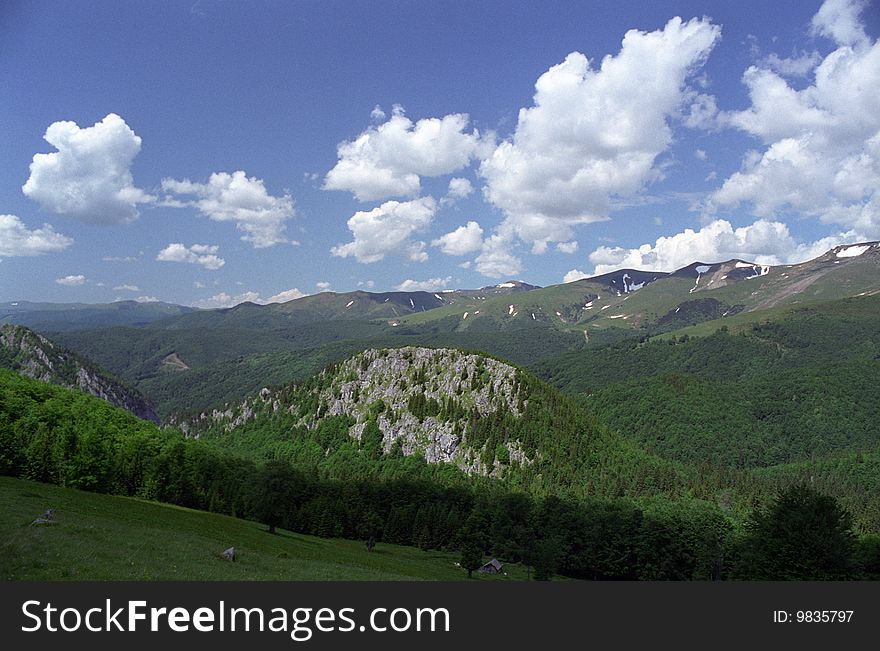Clouds over Godeanu Mountains from Romanian Carpathians