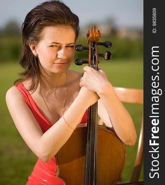 Portrait girl with the violin. Portrait girl with the violin