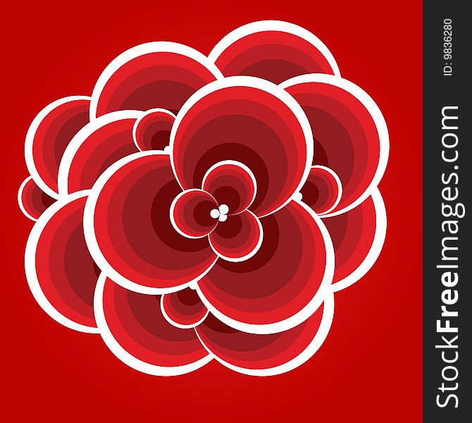 Abstract red flower. Vector illustration.