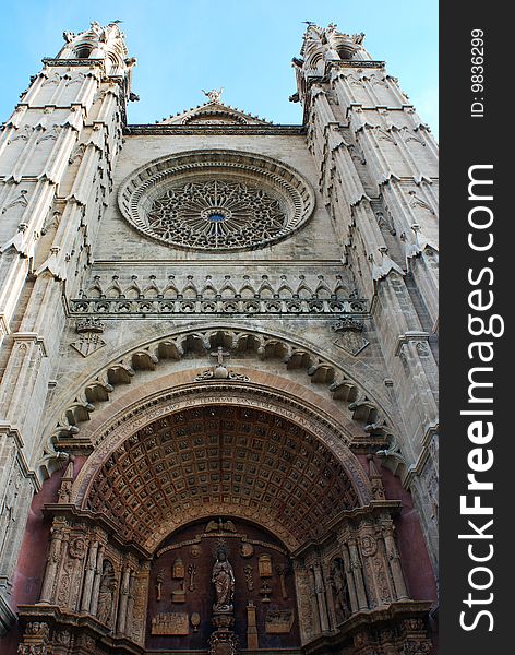 The facade of historic Palma de Majorca city cathedral (Spain). The facade of historic Palma de Majorca city cathedral (Spain).