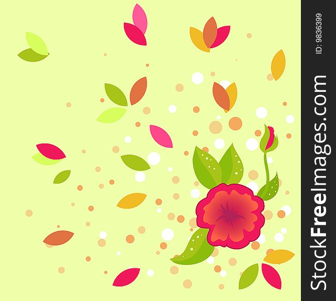 Spring background with flowers and petals