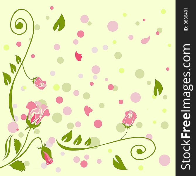 Rose background with flowers and petals