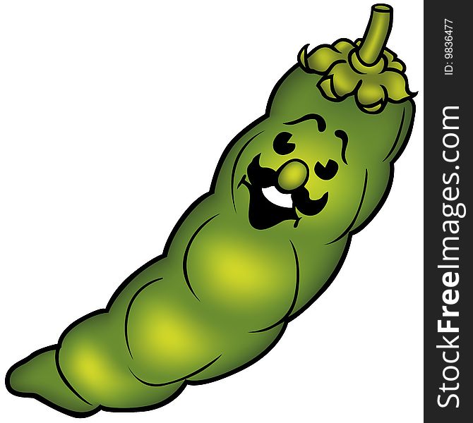 Green Pea - colored cartoon illustration as vector
