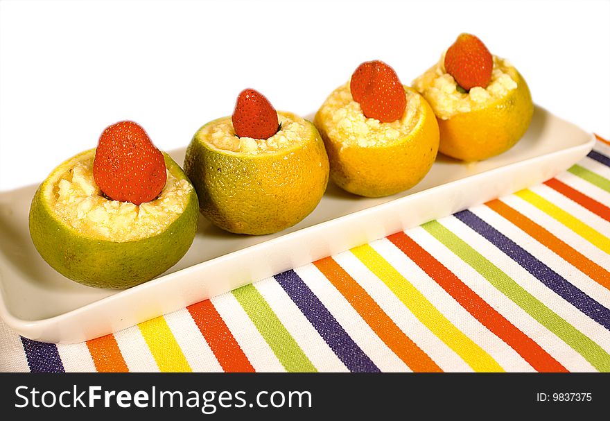 Filled oranges with ice cream sorbet