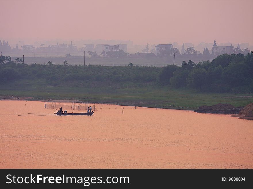 A ferry on the river