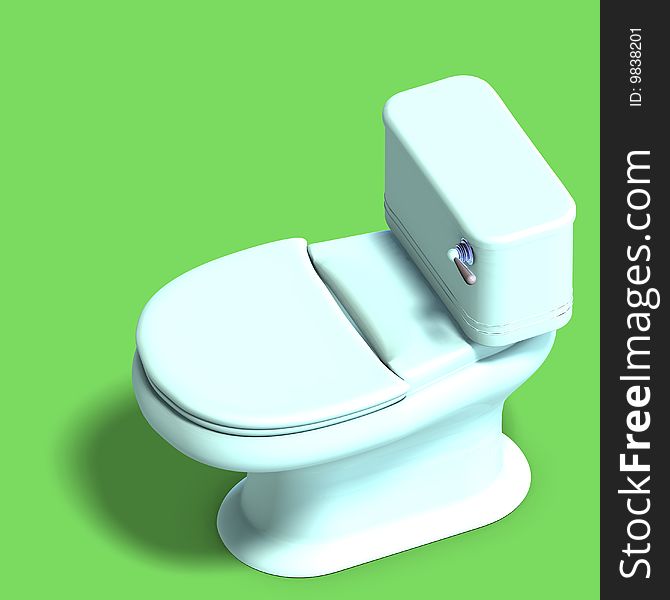 3D rendering of a white wc with shadow and clipping path over white. 3D rendering of a white wc with shadow and clipping path over white