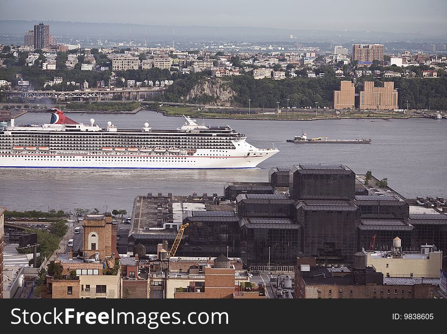 Cruise ship In the Hudson river NYC