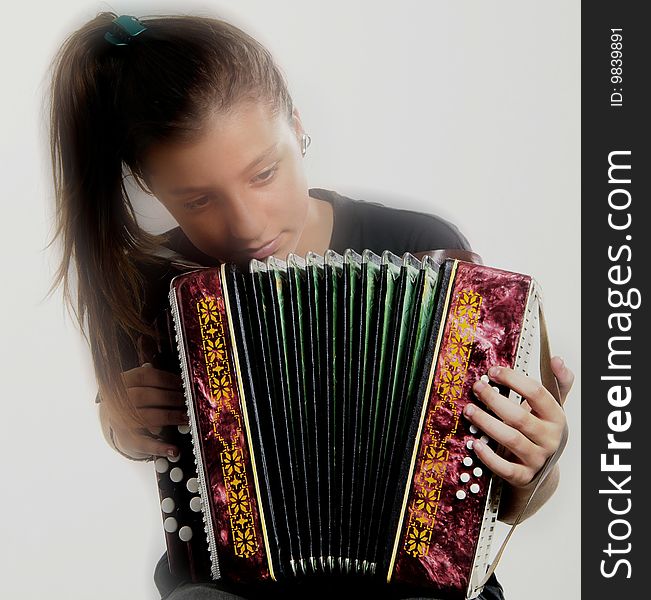 Musician hands on an accordion. Musician hands on an accordion