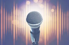 Double Exposure Microphone. Royalty Free Stock Photos
