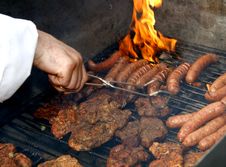 Close Up Of Grilled Meat And Sausage Royalty Free Stock Image