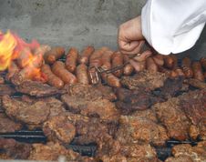 Close Up Of Grilled Meat And Sausage Royalty Free Stock Images