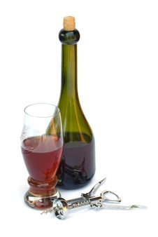 Still-life With A Wine Glass And A Bottle Royalty Free Stock Image