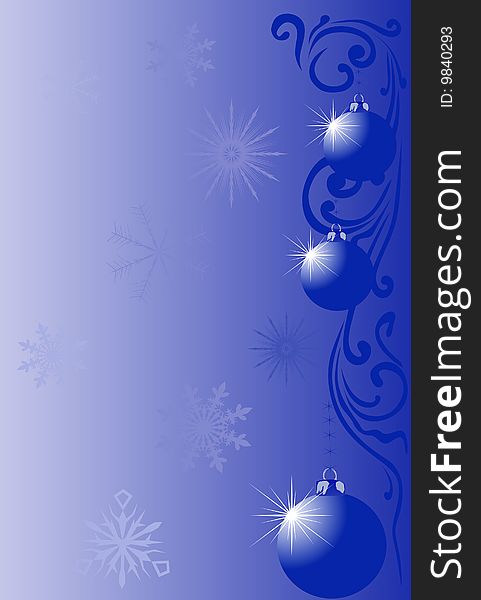 Blue christmas illustration with snowflakes and Christmas tree. Blue christmas illustration with snowflakes and Christmas tree