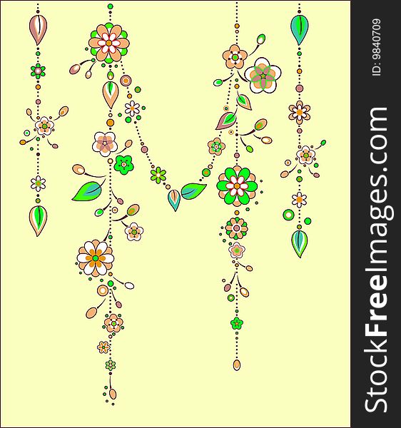 Vector Illustration of Decorative Wind Chimes with floral ornament design