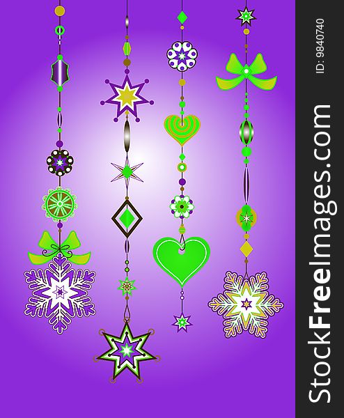 Vector Illustration of Decorative Wind Chimes with fanky snowflake shapes design