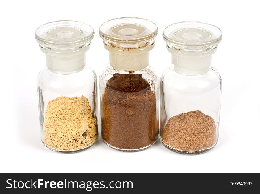 Colorful spices with white background. Colorful spices with white background