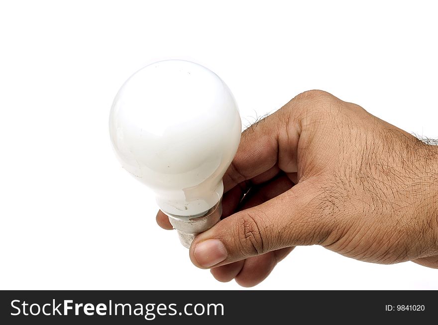 Holding white bulb