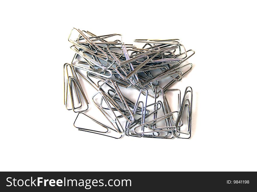 A bunch of silver paperclips
