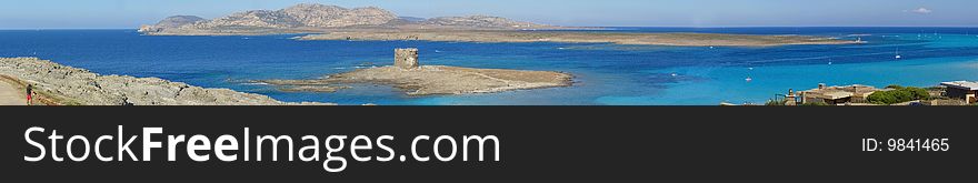 Panorama Of La Pelosa Beach In Sardinia - Italy