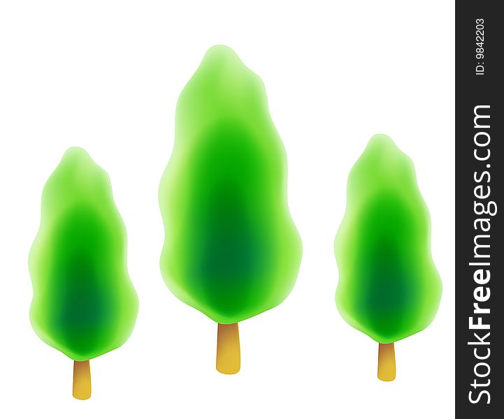 Three trees on the white background