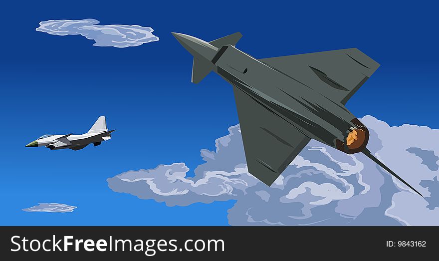 Fighter Jet-pursue And Attack-illustration