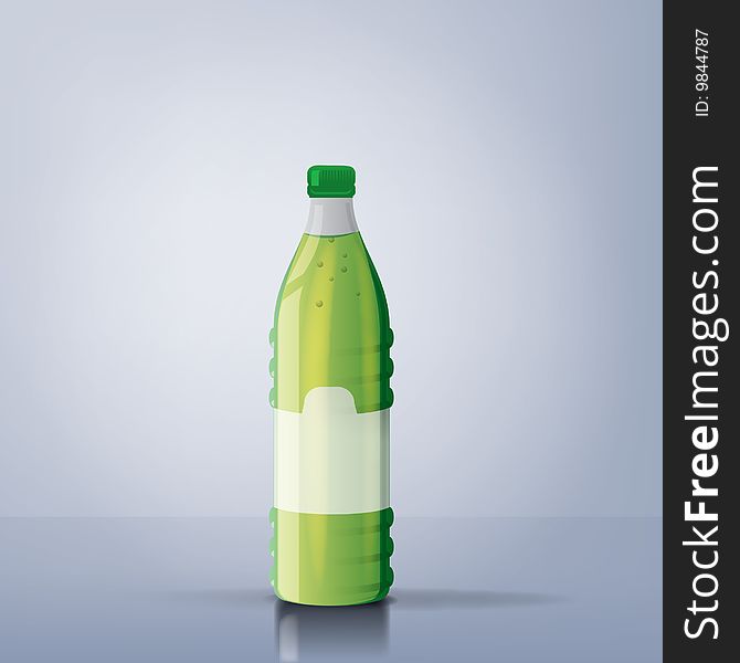 An illustration of a green juice bottle with reflexions. An illustration of a green juice bottle with reflexions