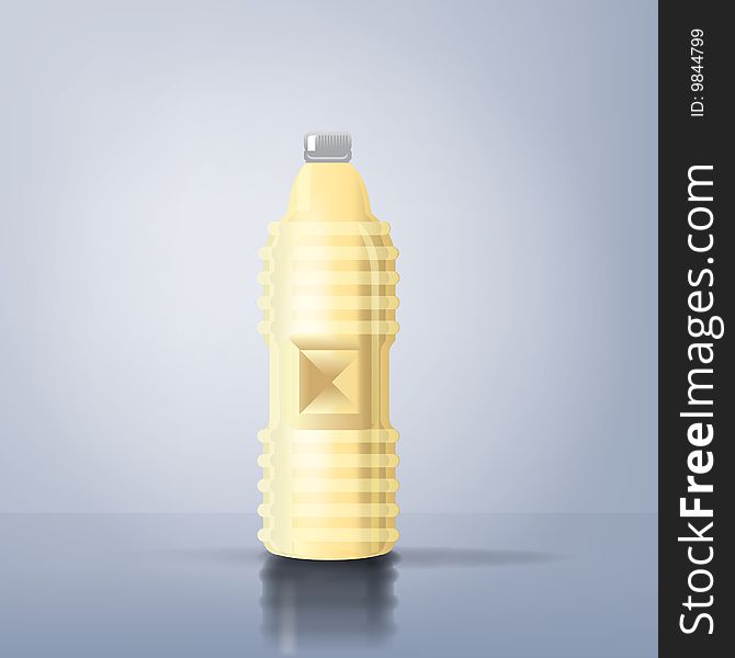 An illustration of a sunflower oil bottle with reflexions. An illustration of a sunflower oil bottle with reflexions