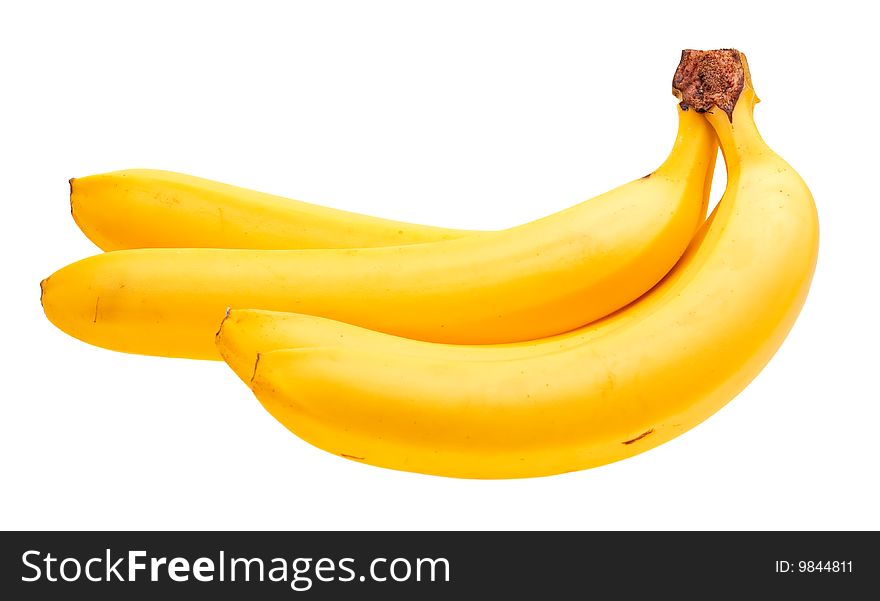 Close-up fresh bunch of bananas isolated on white background