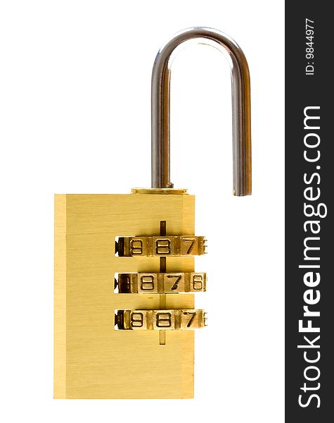 Close-up Combination Padlock Isolated On White